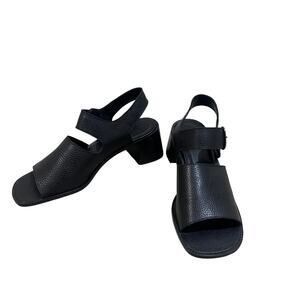 New Nine West Shoes Womens Size 9 Black Mayu Leather Block Heel Sandals